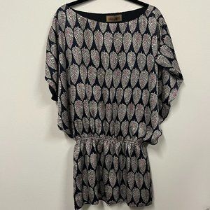 Karen Zambos Dani Dress Navy Leaf